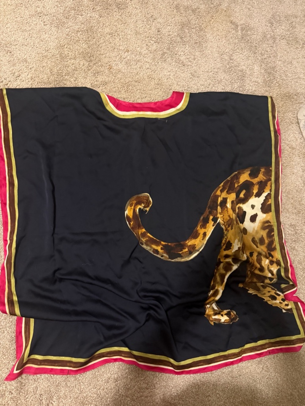 Trina Turk Navy Theodora Leopard Graphic Silk Tunic - Picture 3 of 6